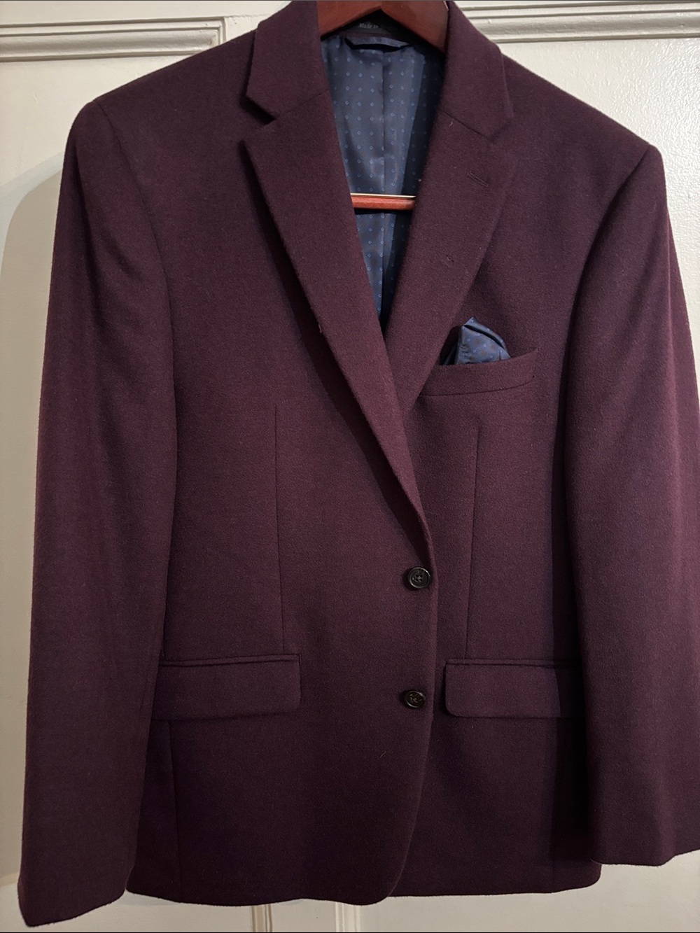 Ralph Lauren Men's Plum Wool Blazer with Pocket Square